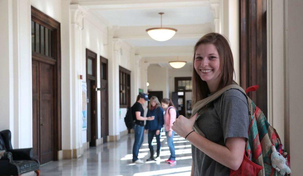 students in Le Fer Hall main floor